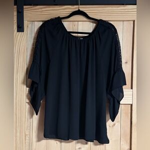 Cato Black Blouse with Lace Sleeves